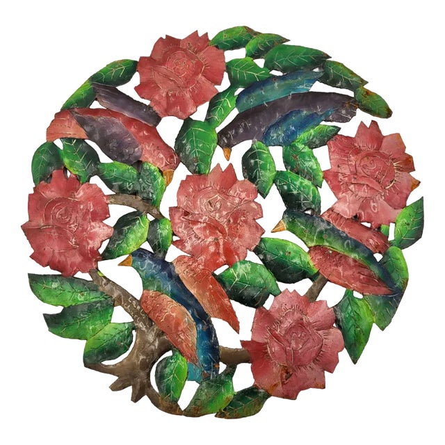 Enamel Wall Decoration Plate with Flowers by Carlo Charlie, 1960s For Sale