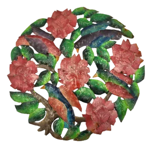 Enamel Wall Decoration Plate with Flowers by Carlo Charlie, 1960s