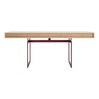 Red and White Stained Oak Office Desk by Bodil Kjaer for Karakter For Sale
