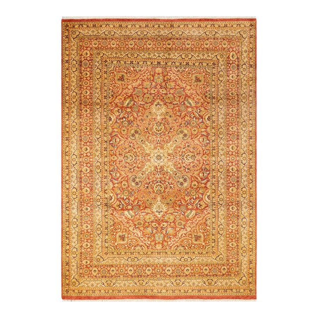 Mogul, One-of-a-Kind Hand-Knotted Area Rug - Orange, 6' 2" x 8' 8" For Sale