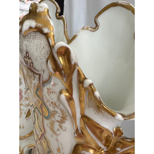 Vieux Paris Porcelain Bridal Vases – 12.25" Tall, Late 1800s French Mantel Wedding Vases For Sale - Image 9 of 16