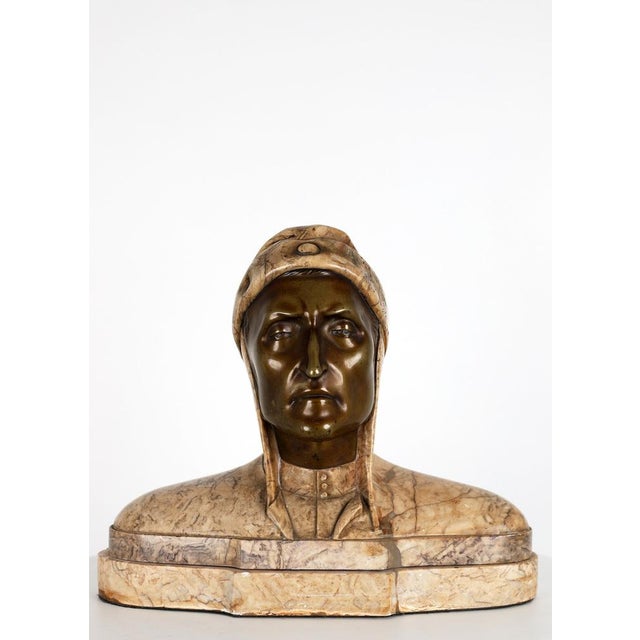 Marble Bust of the Italian Poet Dante Alighieri, 1900 For Sale - Image 4 of 15