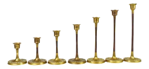 Vintage Mid 20th Century Solid Brass Candlestick Candle Holders- Set of 7