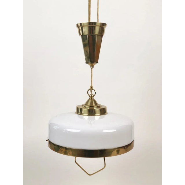 Jugendstil Adjustable Chandelier with White Opal Glass, 1923 For Sale - Image 3 of 14