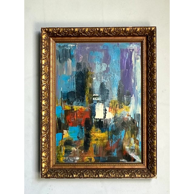 Mid 20th Century Vintage Boho Original Abstract Oil on Canvas For Sale - Image 5 of 7