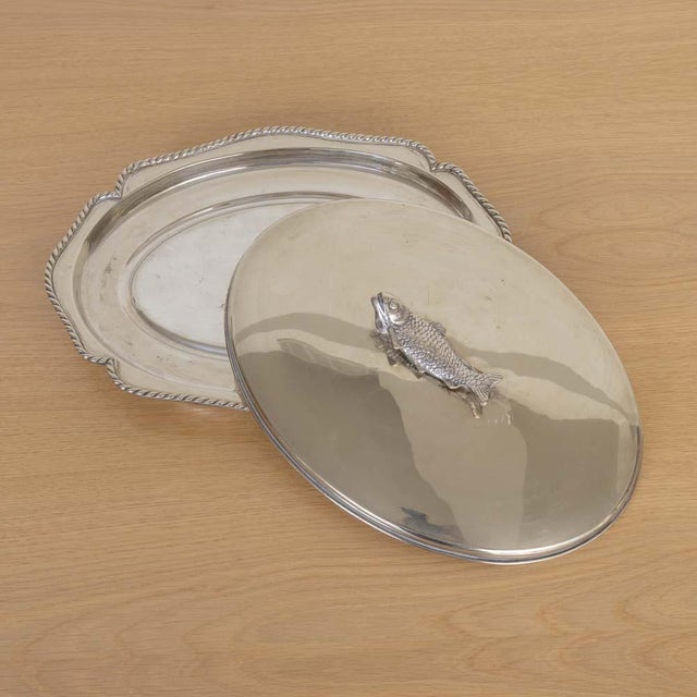 1940s Alpaca Silver Fish Serving Tray With Lid, Spain For Sale - Image 12 of 16