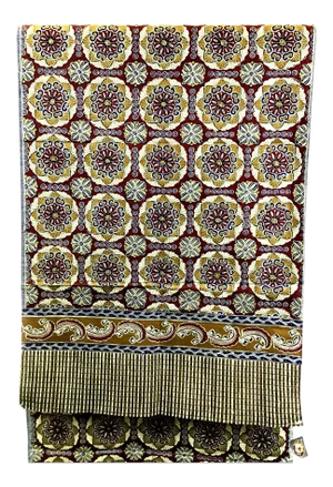 Vintage Indonesian Hand Woven Gold Wax Overprint Batik Textile