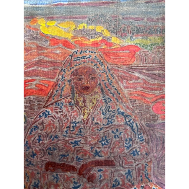 Inji Efflatoun “Untitled” Mixed Media Painting, Egypt For Sale - Image 9 of 12