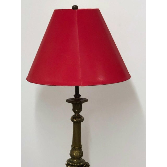 Gold Antique Brass Cherub Table Lamp with Fabric Shade from Unbekannt, 1950s For Sale - Image 8 of 10