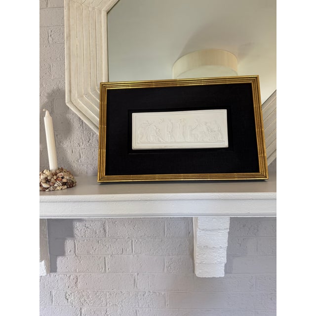 Wood Mid 20th Century Framed Royal Copenhagen Bisque Porcelain Plaque Entitled Ages of Love. For Sale - Image 7 of 9