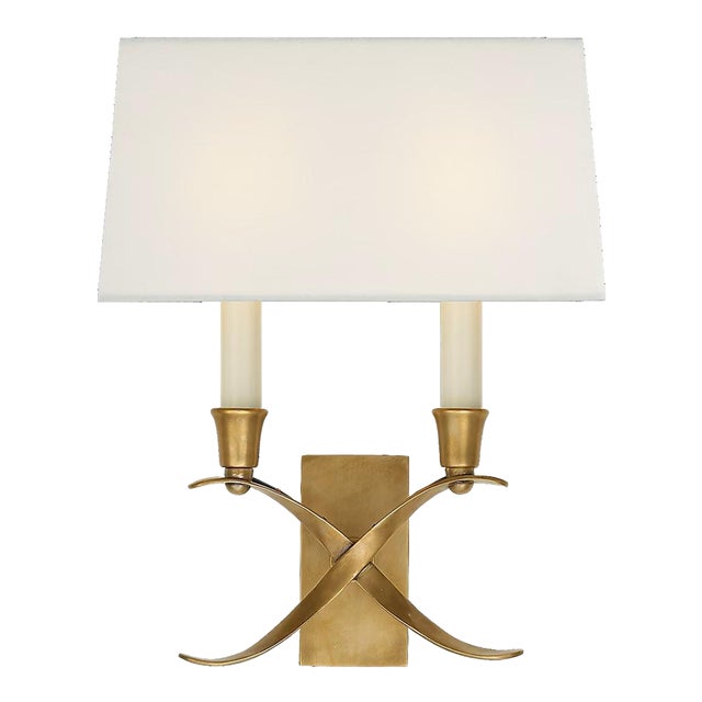 Antique Brass Visual Comfort Small Cross Bouillette Sconce For Sale