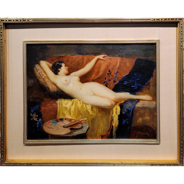 Joseph Tomanek- Nude Model in the Artist Studio-1920/30s Oil Painting For Sale - Image 12 of 12