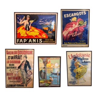 Vintage French Posters, Framed - Set of 5 For Sale