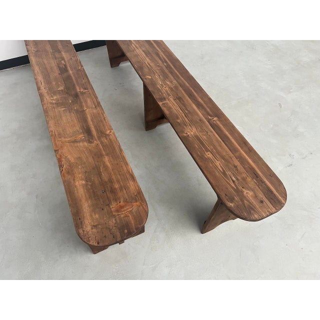 1950s Set of Pine Farm Benches, 1950s For Sale - Image 5 of 14