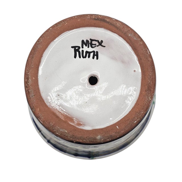 Ceramic Large Hand-Painted Talavera Ceramic Planter – Mexican Folk Art Pottery Vessel For Sale - Image 7 of 7