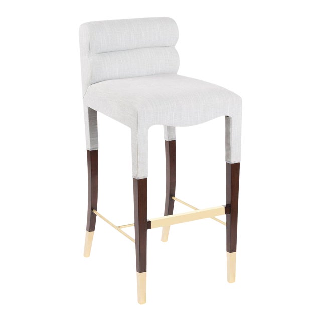 Gardner Bar Stool in White Linen Chairish