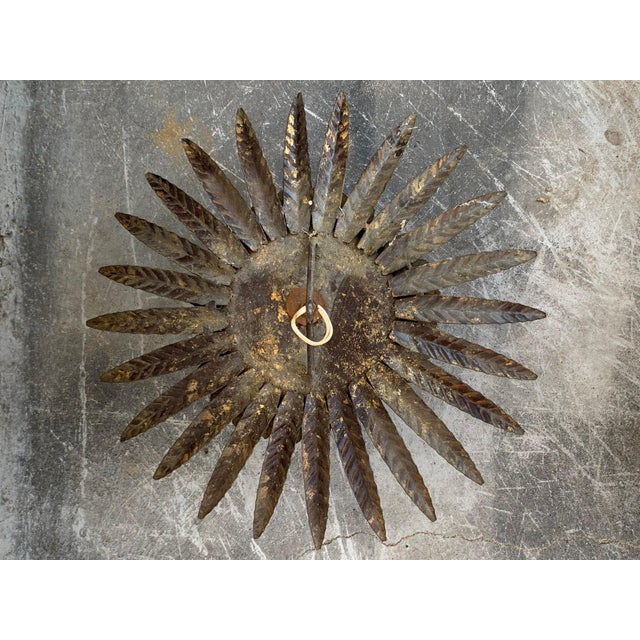 Bronze Midcentury Sunburst Ceiling Fixture With Glass Tulip For Sale - Image 8 of 12