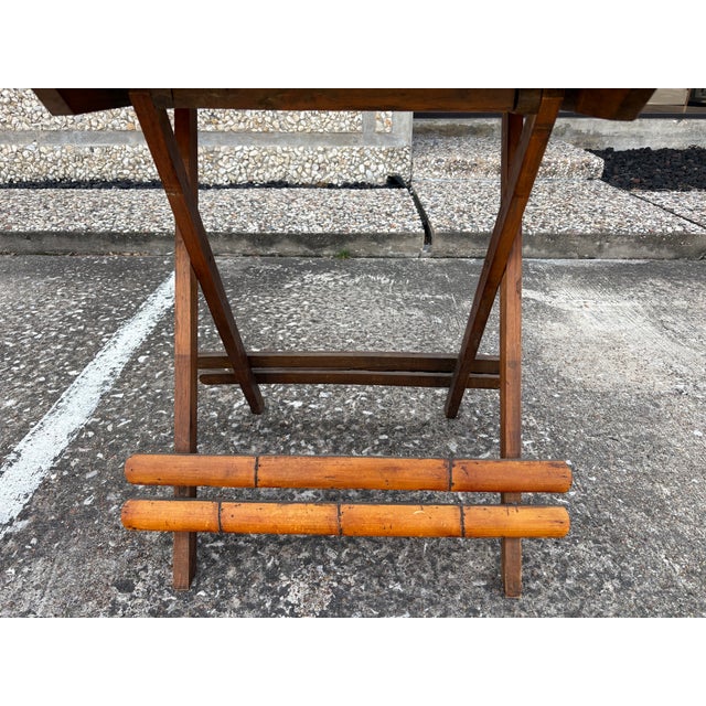 1950s Mid-Century Split Bamboo Folding Table For Sale - Image 4 of 12