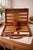 Vintage backgammon set housed in a classic brown faux leather carrying case with decorative darker brown stripes. This...