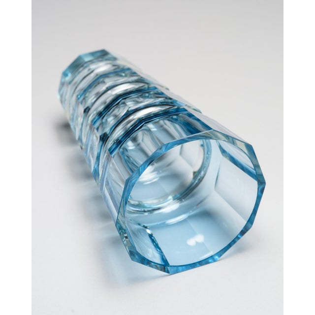 Aquamarine Crystal Vase from Moser, 1980s For Sale - Image 6 of 11
