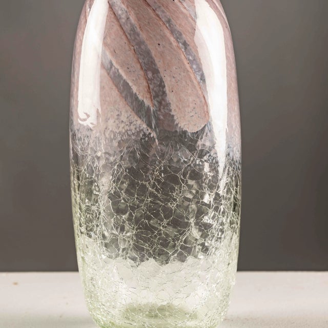 Mid-Century Modern Scandinavian Artistic Glass Vase Craquelé, 1960s For Sale - Image 3 of 7