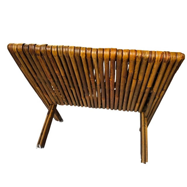 Mid-Century Modern Vintage Bamboo Folding X-Style Magazine Rack or Book Holder For Sale - Image 3 of 6