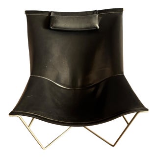 501 Semana Chair in Black Leather and Steel by David Weeks for Habitat, 1990s For Sale