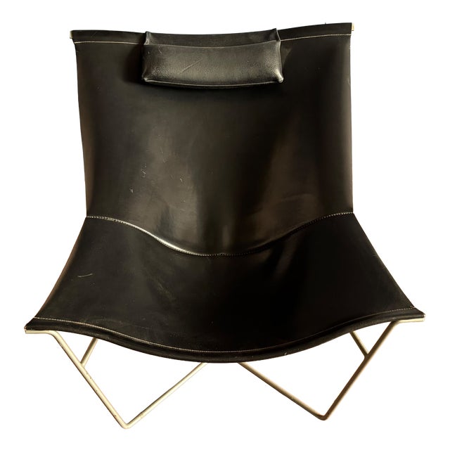 501 Semana Chair in Black Leather and Steel by David Weeks for Habitat, 1990s For Sale