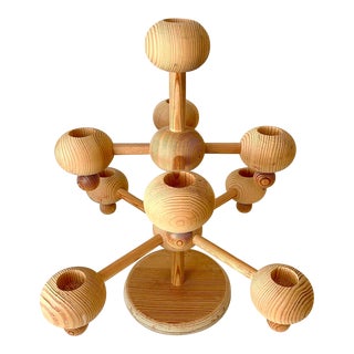 Mid Century Kaija Aarikka Finland, "Tree of Life" Sculptural Wood Menorah For Sale
