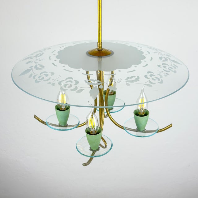 Vintage Chandelier attributed to Pietro Chiesa for Fontana Arte, Italy, 1930s For Sale - Image 4 of 18