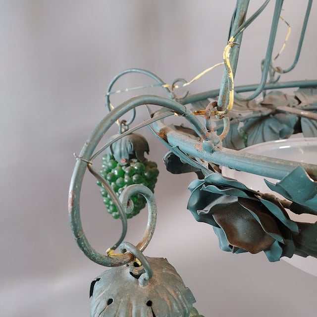 Green Mid 20th Century Green Grape Hanging Light Fixture For Sale - Image 8 of 9