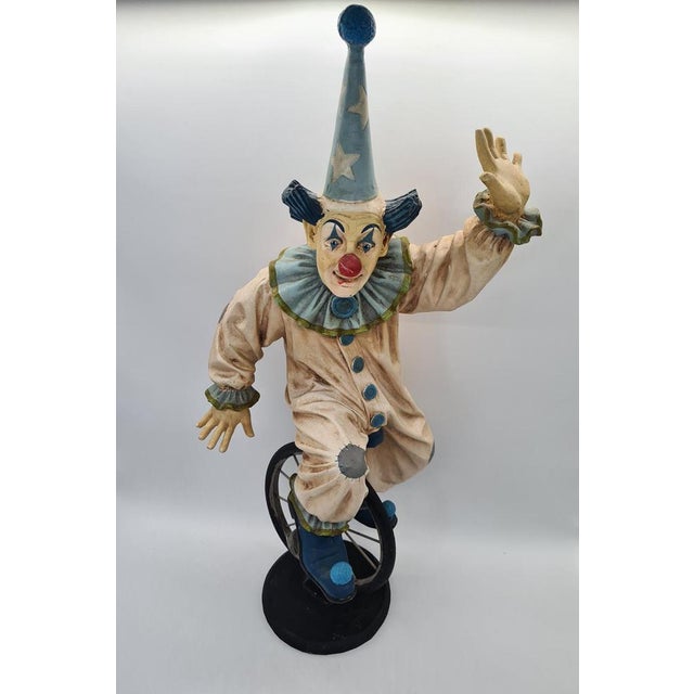 1990s Large Figurine of Clown on Unicycle by Jun Asilo, Philippines, 1990s For Sale - Image 5 of 11