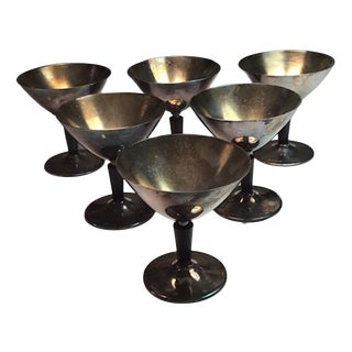 Modernist Metal Cocktail Glasses by Folke Arström for Gab, 1930s, Set of 6 For Sale