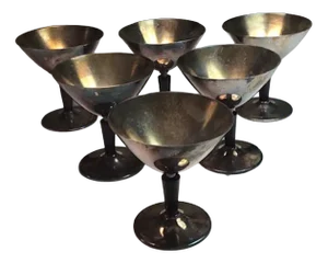 Modernist Metal Cocktail Glasses by Folke Arström for Gab, 1930s, Set of 6