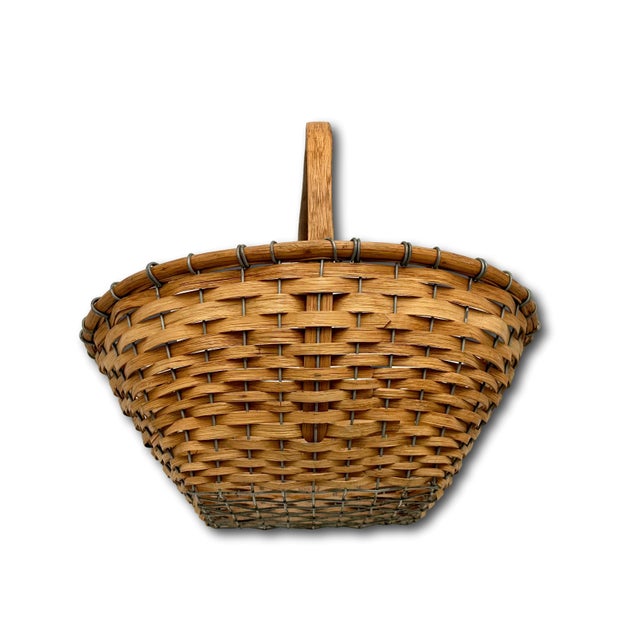 Large Authentic Vintage Steel Wire & Ash Wood Splint Massachusetts Famous Ipswich Clam Diggers Gathering Basket For Sale - Image 15 of 18