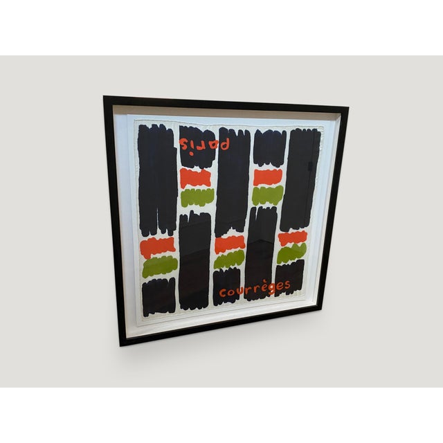 Modern Andrianna Shamaris Framed Abstract Courrèges Scarf from Paris France For Sale - Image 3 of 5