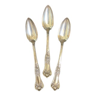 Lot of 3 Royal Plate Co Rosalie 1905 Silverplate Fruit Orange Spoons For Sale