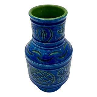 Rimini Blue Ceramic Vase by Aldo Londi for Bitossi, 1960s For Sale