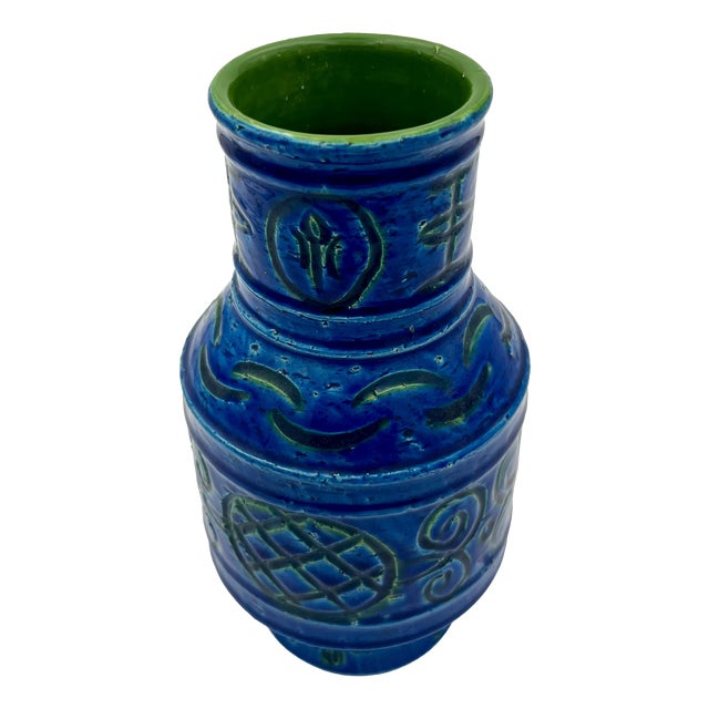 Rimini Blue Ceramic Vase by Aldo Londi for Bitossi, 1960s For Sale