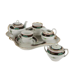 Tete a Tete Coffee Set in Porcelain, Paris, 1860s, Set of 8