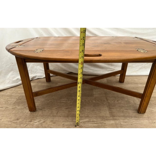 Vintage Ethan Allen Butler's Tray Oval Cocktail Table Colonial Revival Maple For Sale - Image 9 of 14