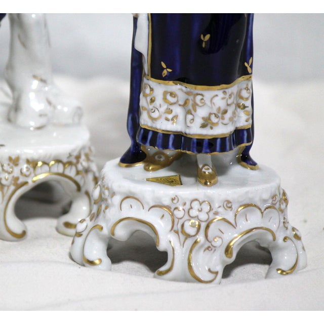 DUX Beautiful Antique 1919 Royal Dux Porcelain Colonial Couple Playing Instruments For Sale - Image 4 of 10