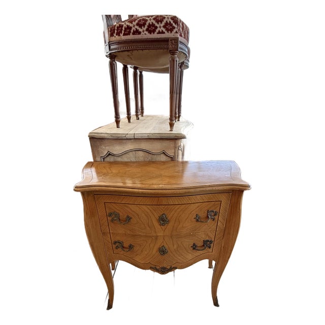 1910s French Louis XV Bleached Marble Top Chest of Drawer / Commode For Sale