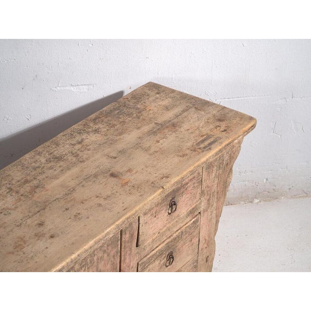 Antique low sideboard in pine wood, traditional chinese furniture with patinated finish originating from shanxi and dated...