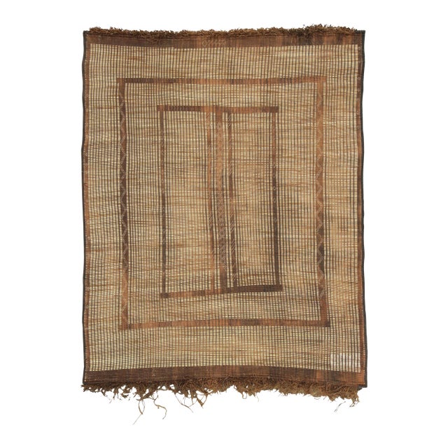 Vintage Moroccan Tuareg Rug With Spatial Grid in Beige & Brown - Rug & Kilim For Sale