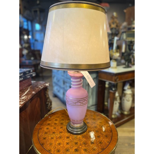 Neoclassical Pair of Late 19th Century French Opaline Lamps For Sale - Image 3 of 8