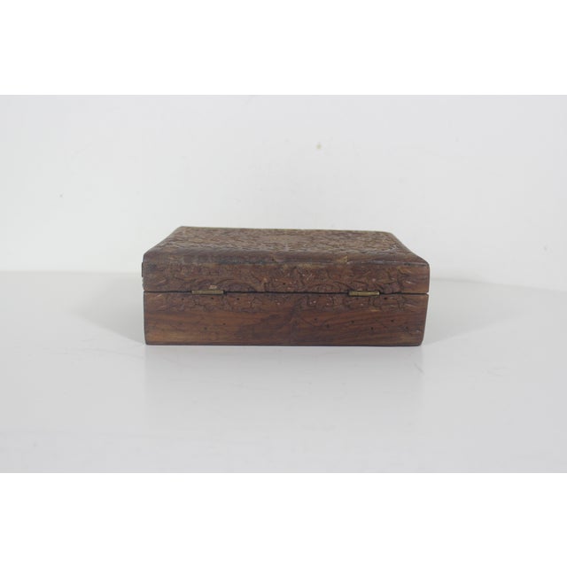 Brown Vintage Carved Wood Box For Sale - Image 8 of 11