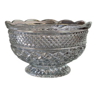 Vintage Crystal Cut Glass Bowl For Sale