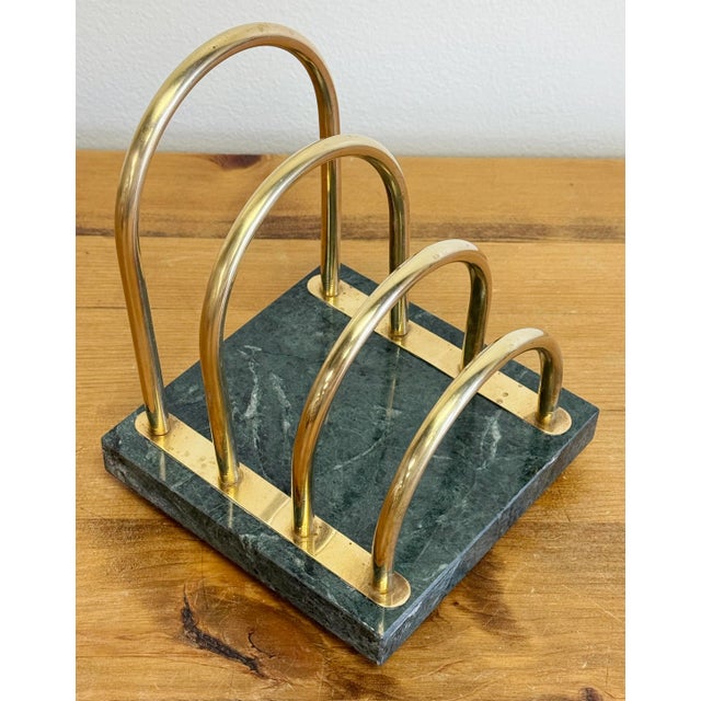 Metal Vintage Marble and Brass Tiered Letter Holder For Sale - Image 7 of 7