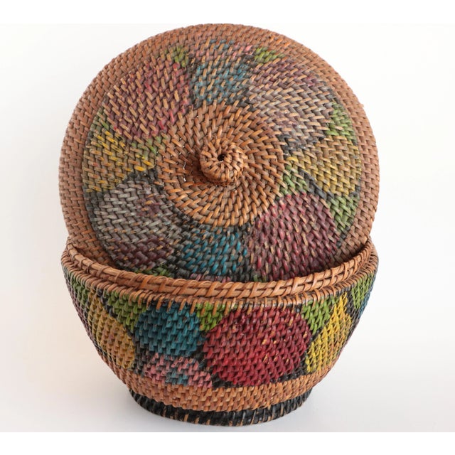 Antique Fruit-Painted Basket With Lid For Sale - Image 10 of 10